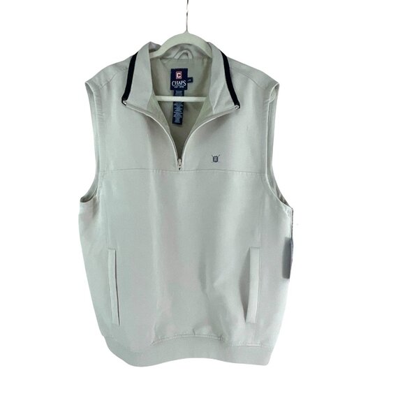 Chaps Golf Mens Lightweight Sleeveless Vest Size L Beige Rayon Blend 1/4 Zip - Picture 9 of 9